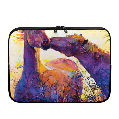 Couple Horses Portrait Print Laptop Sleeve