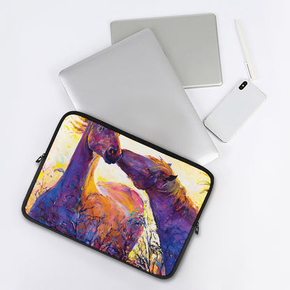 Couple Horses Portrait Print Laptop Sleeve