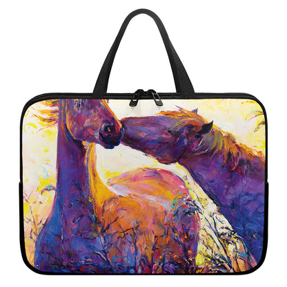 Couple Horses Portrait Print Laptop Sleeve With Handle