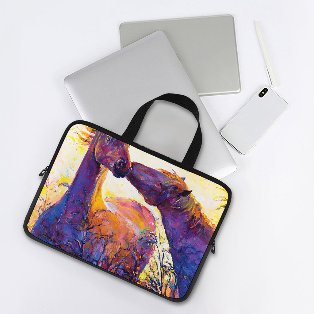 Couple Horses Portrait Print Laptop Sleeve With Handle