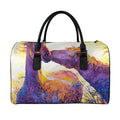 Couple Horses Portrait Print Leather Duffel Bag