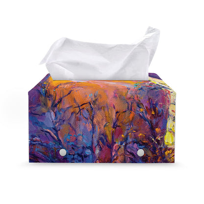 Couple Horses Portrait Print Leather Tissue Box Cover