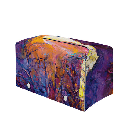 Couple Horses Portrait Print Leather Tissue Box Cover