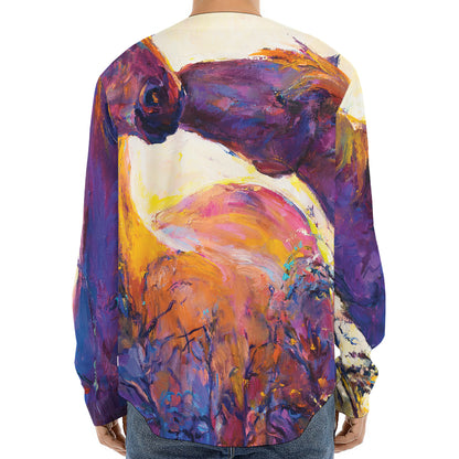 Couple Horses Portrait Print Long Sleeve Baseball Jersey