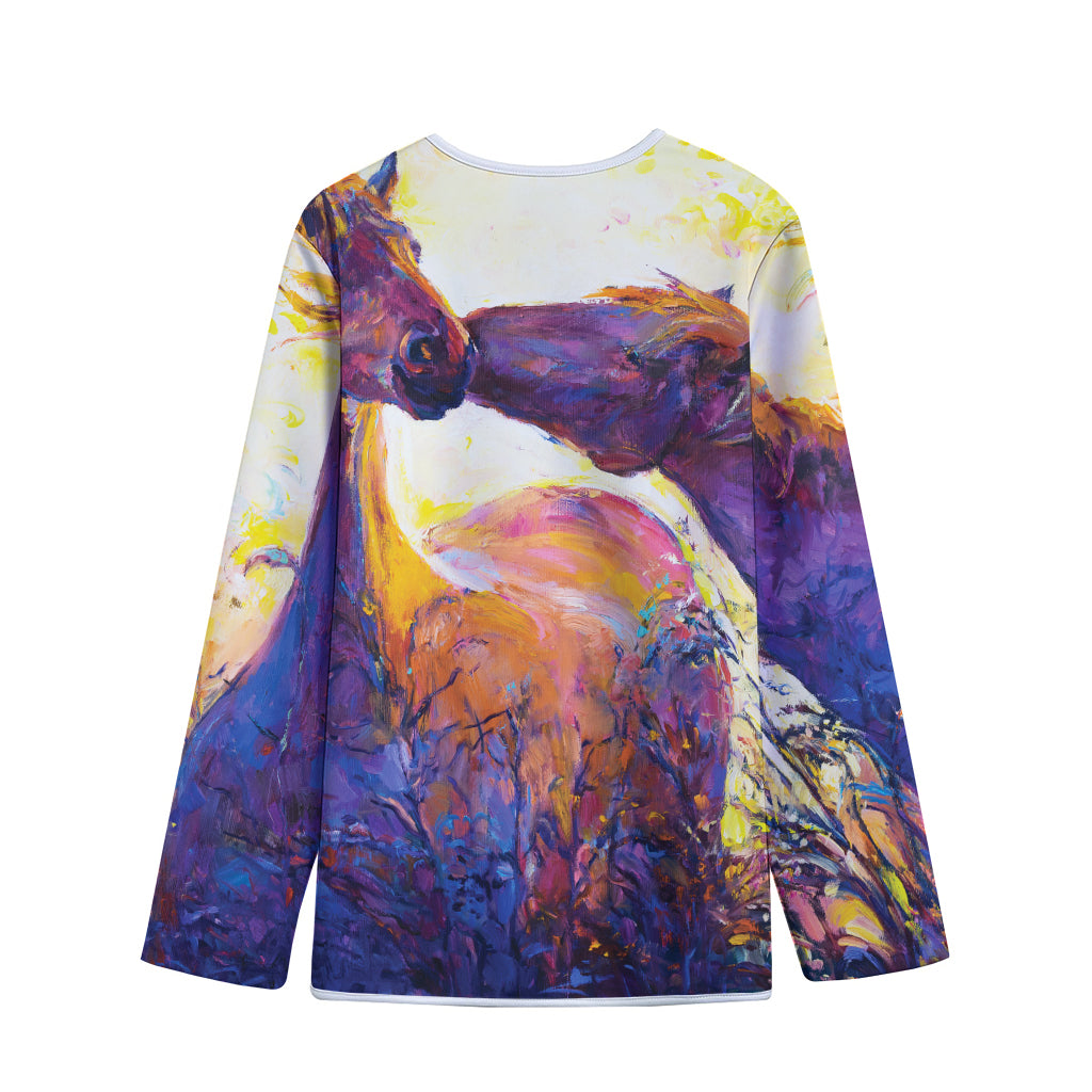 Couple Horses Portrait Print Long Sleeve Short Coat