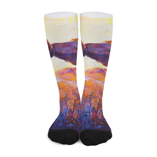Couple Horses Portrait Print Long Socks