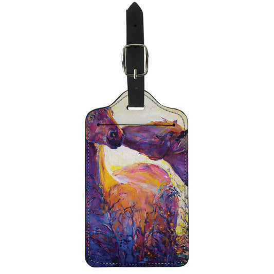 Couple Horses Portrait Print Luggage Tag