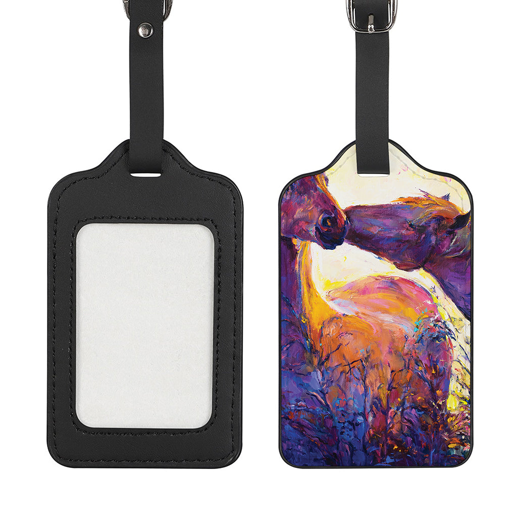 Couple Horses Portrait Print Luggage Tag