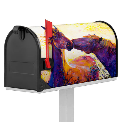 Couple Horses Portrait Print Mailbox Cover