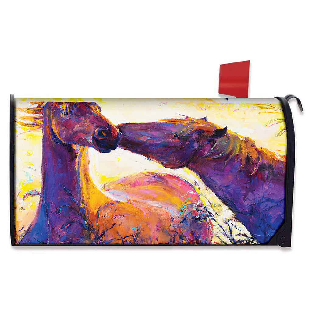 Couple Horses Portrait Print Mailbox Cover
