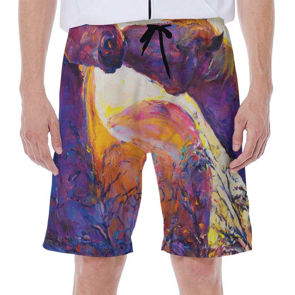Couple Horses Portrait Print Men's Beach Shorts