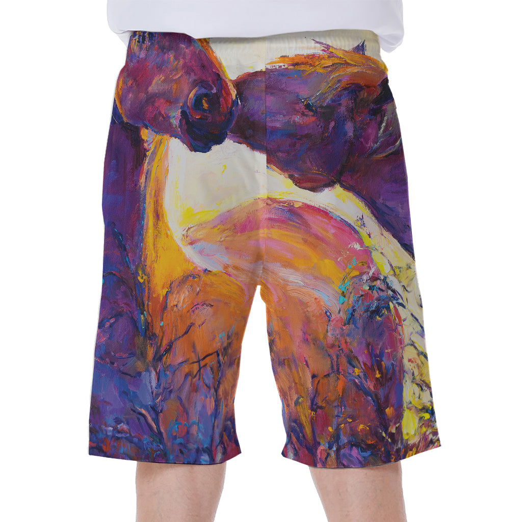 Couple Horses Portrait Print Men's Beach Shorts