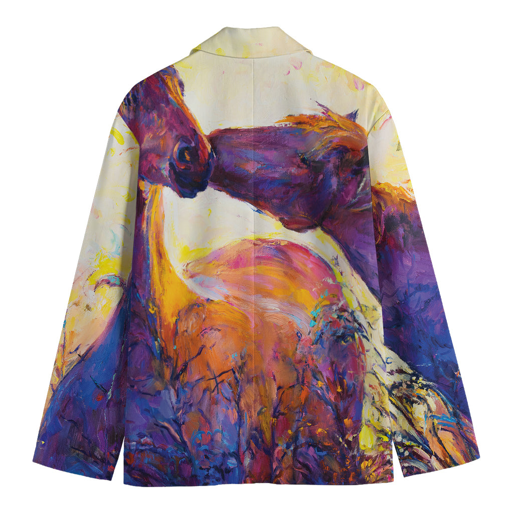Couple Horses Portrait Print Men's Blazer