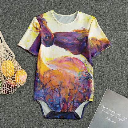 Couple Horses Portrait Print Men's Bodysuit