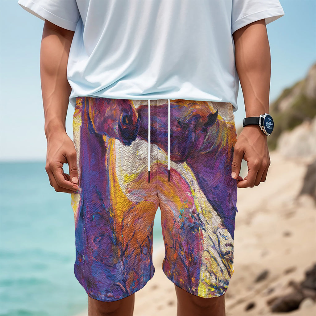 Couple Horses Portrait Print Men's Cargo Shorts