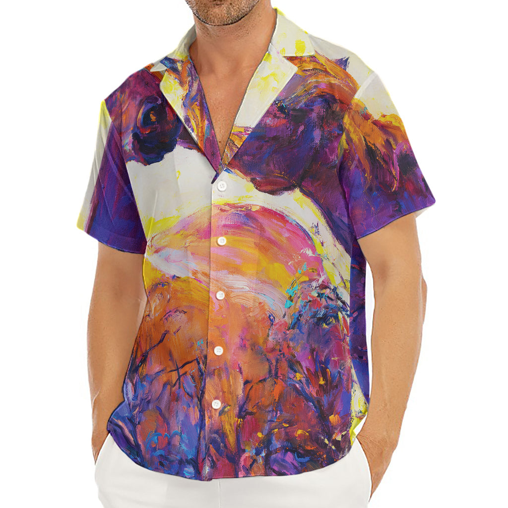 Couple Horses Portrait Print Men's Deep V-Neck Shirt