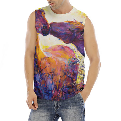 Couple Horses Portrait Print Men's Fitness Tank Top