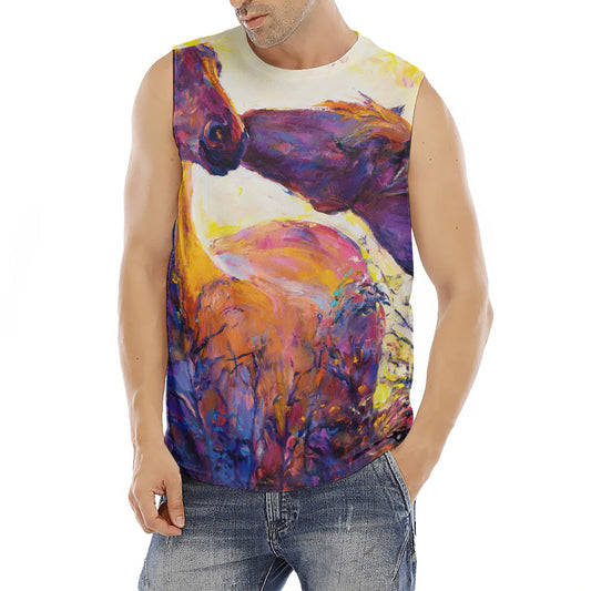 Couple Horses Portrait Print Men's Fitness Tank Top