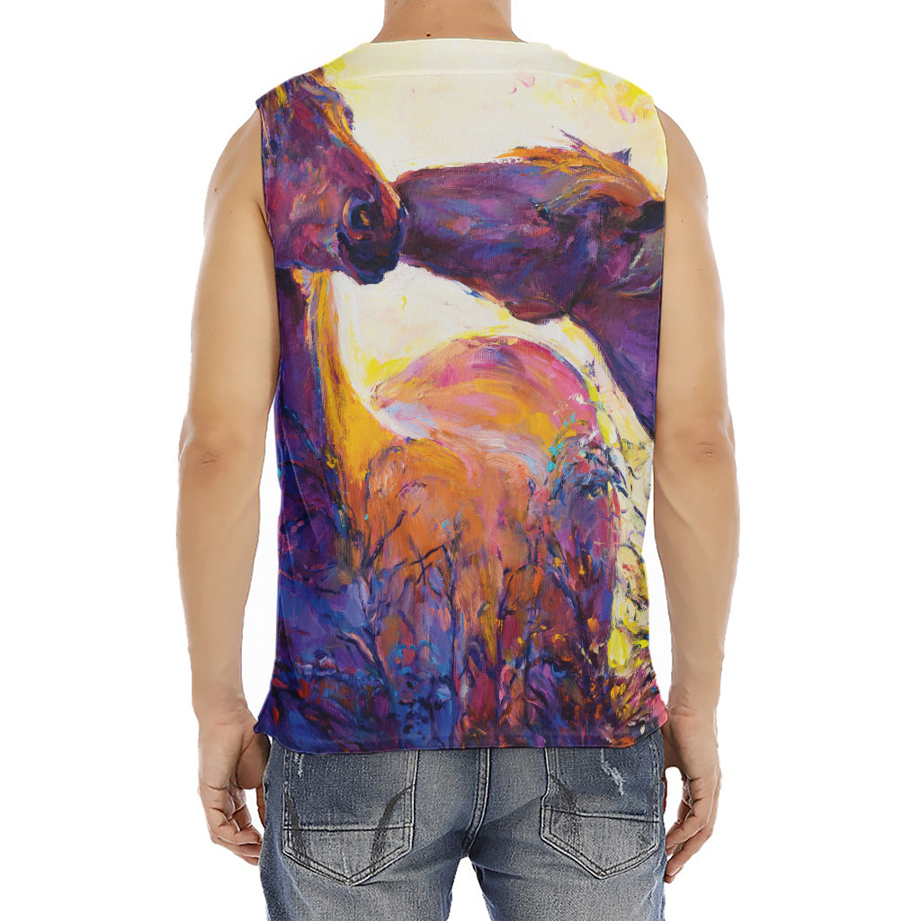 Couple Horses Portrait Print Men's Fitness Tank Top