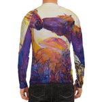 Couple Horses Portrait Print Men's Long Sleeve Rash Guard