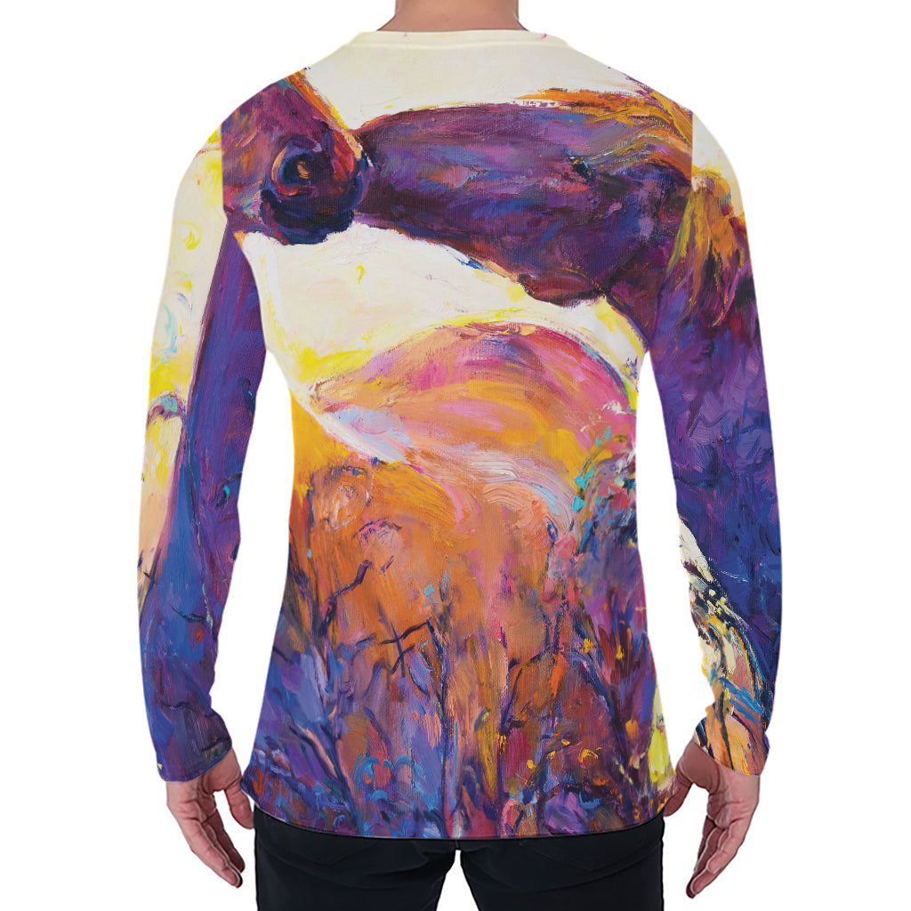 Couple Horses Portrait Print Men's Long Sleeve T-Shirt