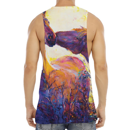 Couple Horses Portrait Print Men's Muscle Tank Top