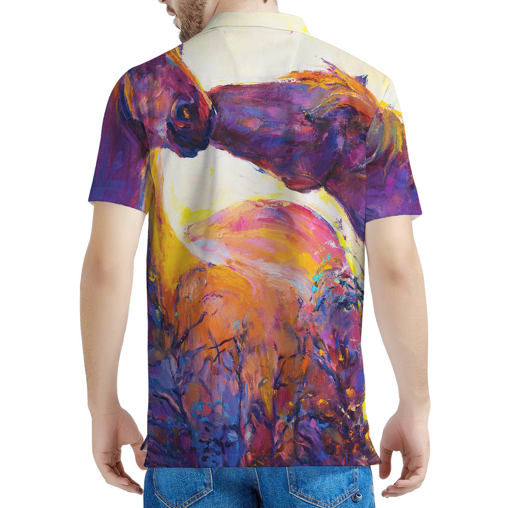 Couple Horses Portrait Print Men's Polo Shirt