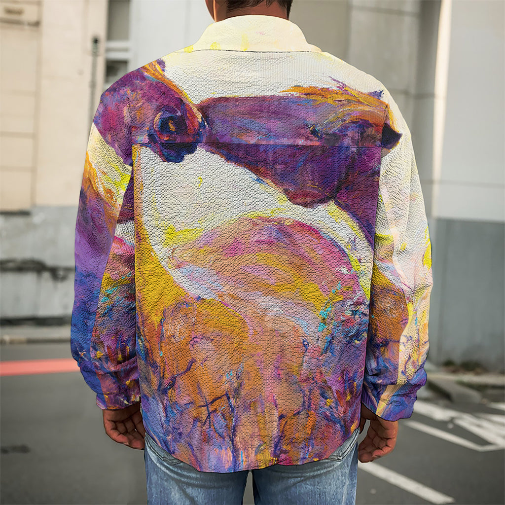 Couple Horses Portrait Print Men's Shirt Jacket