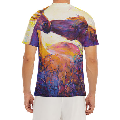 Couple Horses Portrait Print Men's Short Sleeve Rash Guard