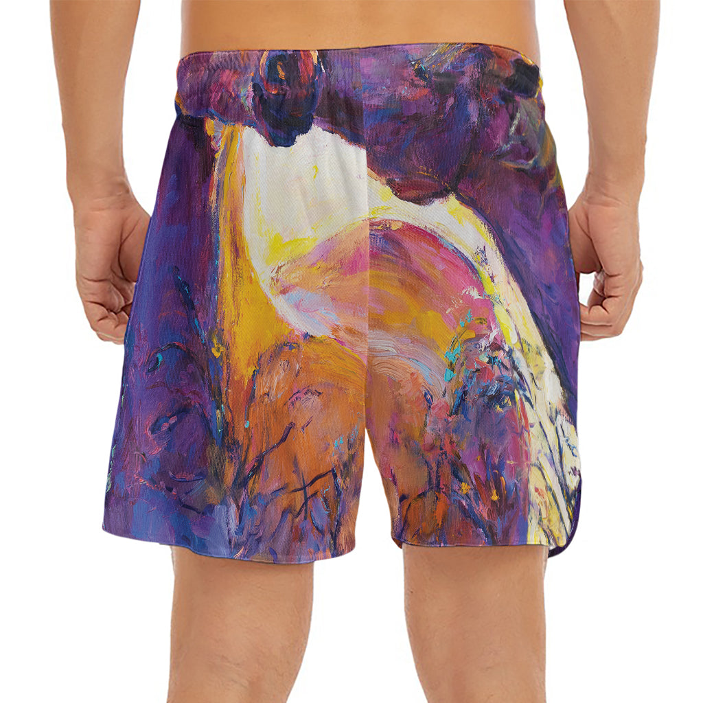 Couple Horses Portrait Print Men's Split Running Shorts
