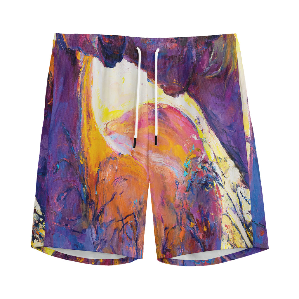 Couple Horses Portrait Print Men's Sports Shorts
