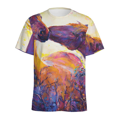 Couple Horses Portrait Print Men's Sports T-Shirt