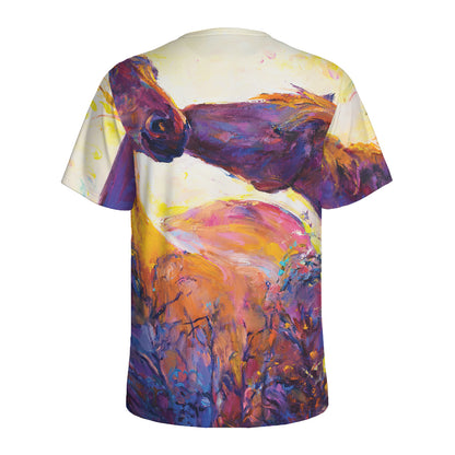 Couple Horses Portrait Print Men's Sports T-Shirt