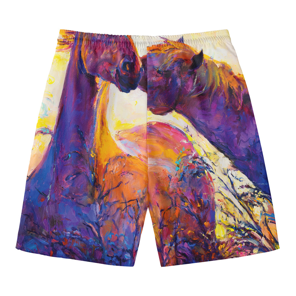 Couple Horses Portrait Print Men's Swim Trunks