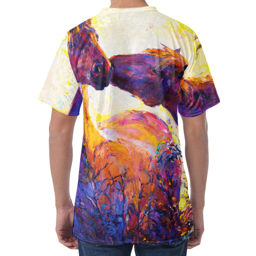 Couple Horses Portrait Print Men's Velvet T-Shirt