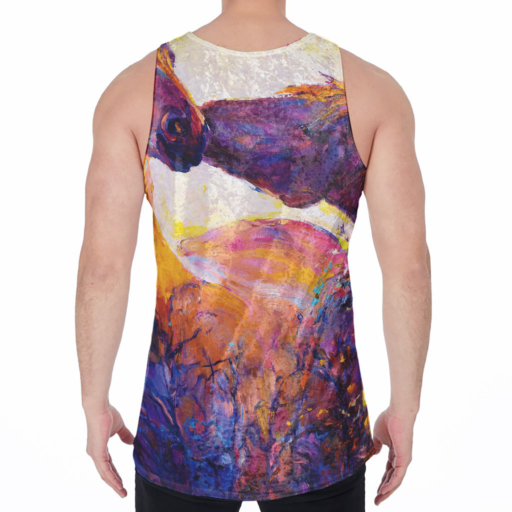 Couple Horses Portrait Print Men's Velvet Tank Top