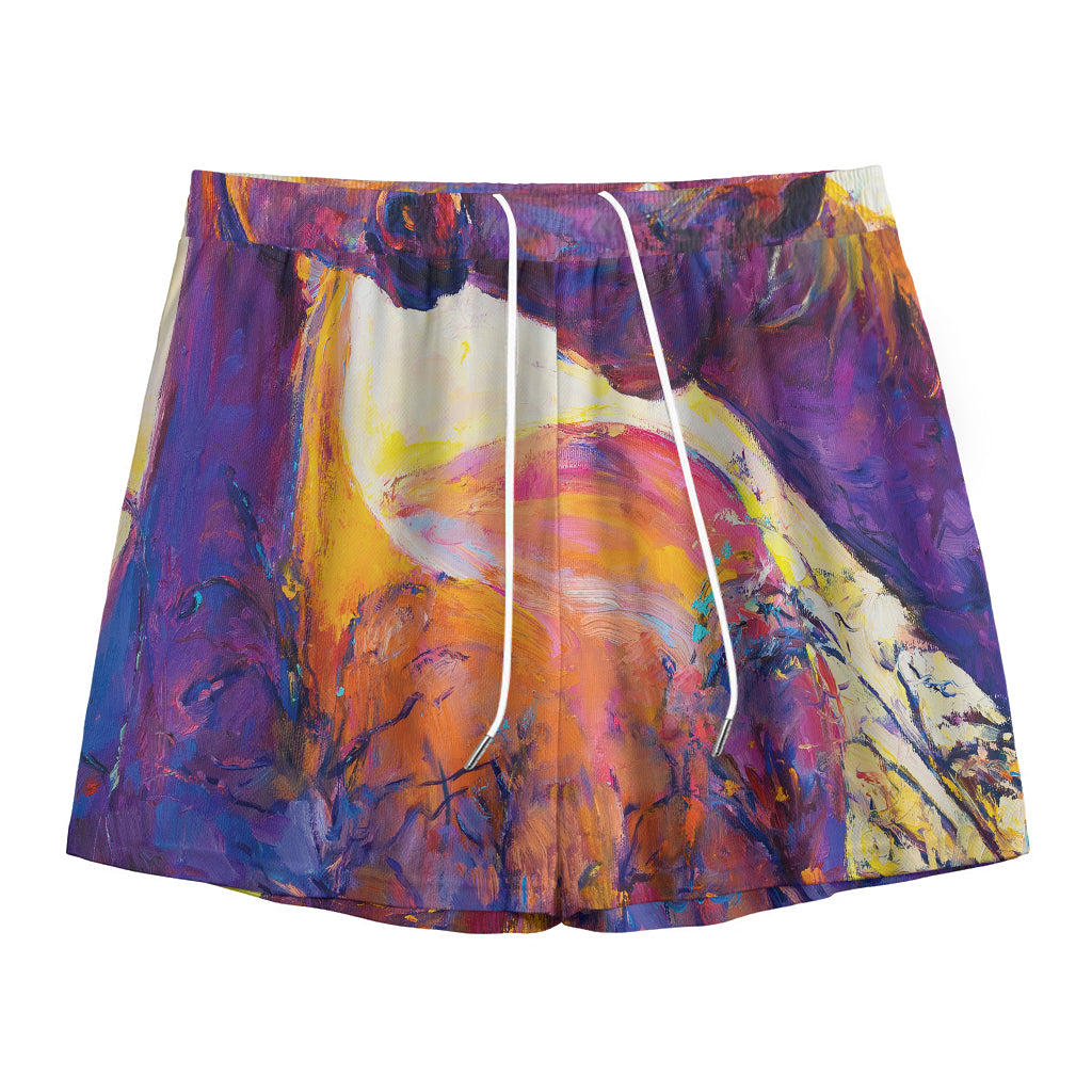 Couple Horses Portrait Print Mesh Shorts