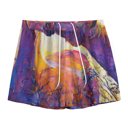 Couple Horses Portrait Print Mesh Shorts