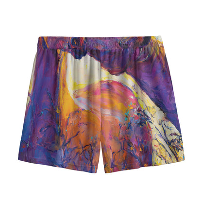 Couple Horses Portrait Print Mesh Shorts