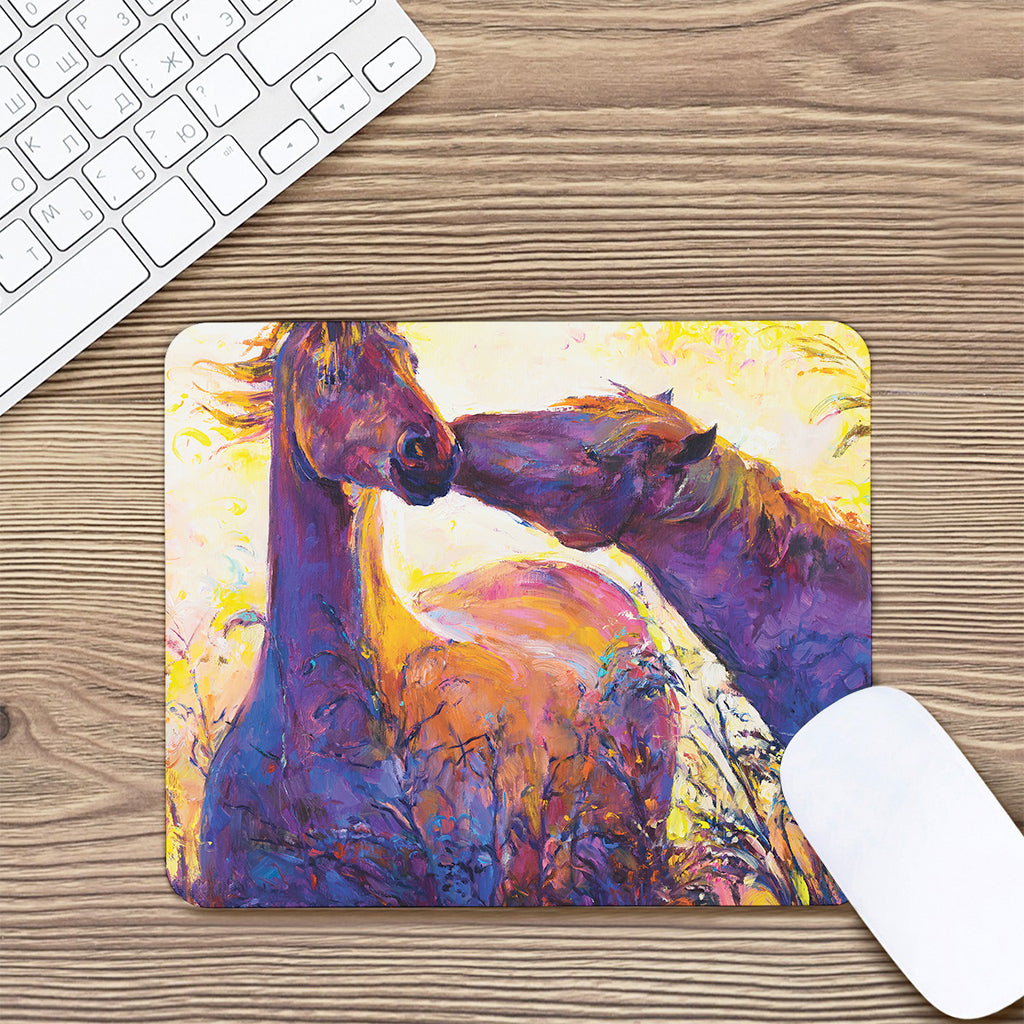 Couple Horses Portrait Print Mouse Pad