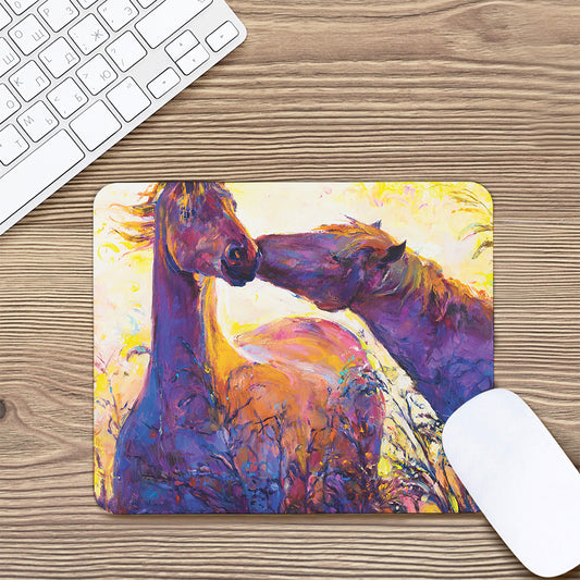 Couple Horses Portrait Print Mouse Pad