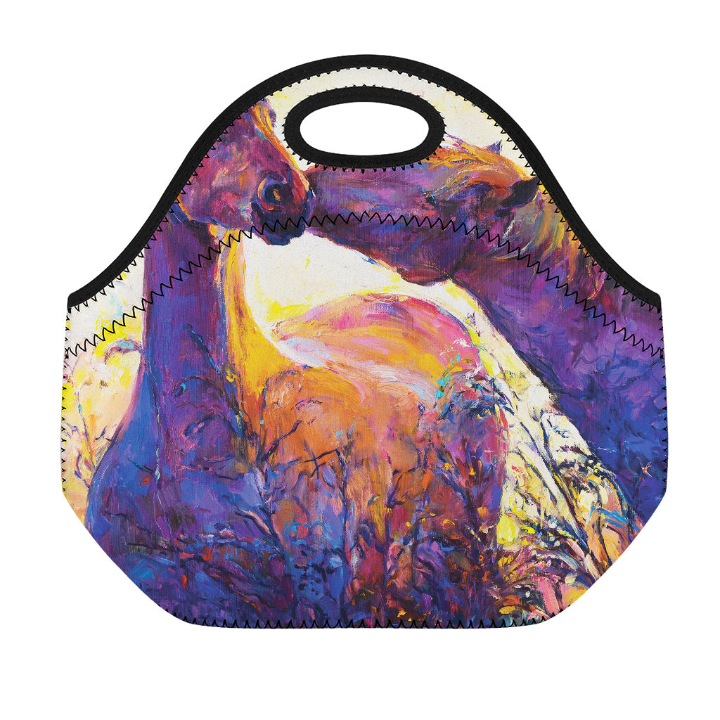 Couple Horses Portrait Print Neoprene Lunch Bag
