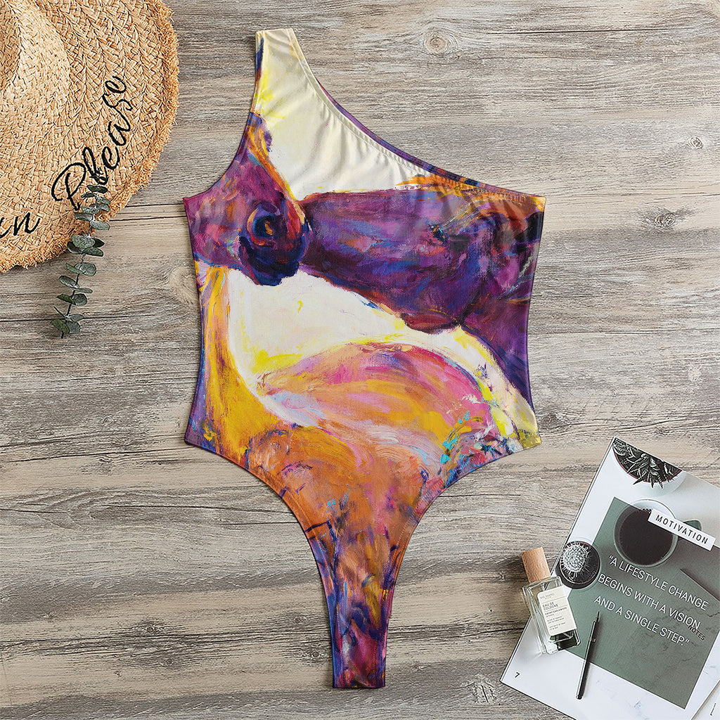 Couple Horses Portrait Print One Shoulder Bodysuit