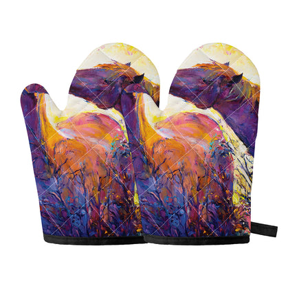 Couple Horses Portrait Print Oven Mitts