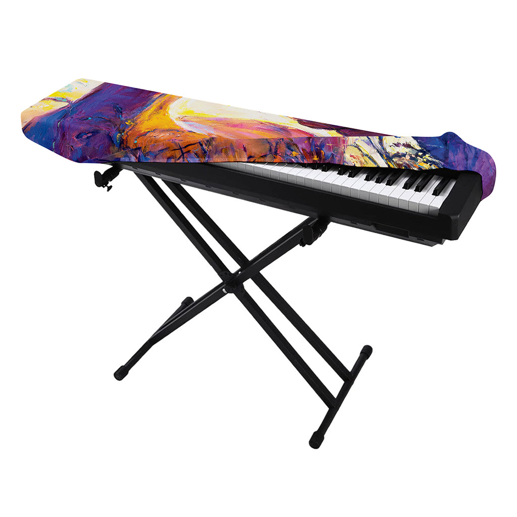 Couple Horses Portrait Print Piano Keyboard Cover