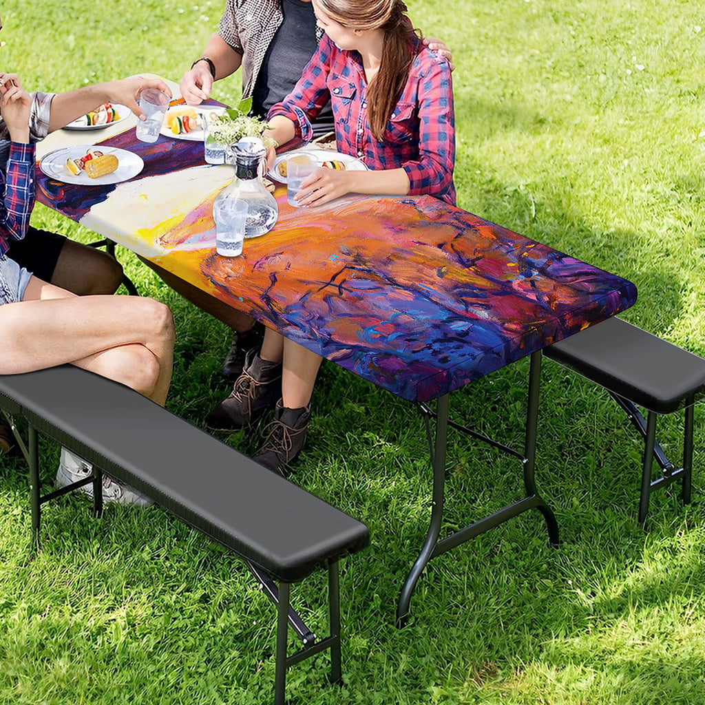 Couple Horses Portrait Print Picnic Table Cover