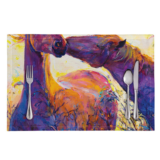 Couple Horses Portrait Print Placemat