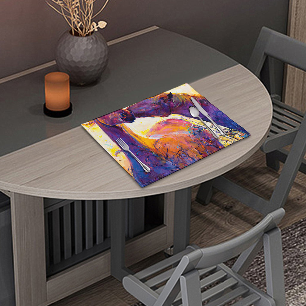 Couple Horses Portrait Print Placemat