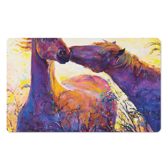Couple Horses Portrait Print Polyester Doormat