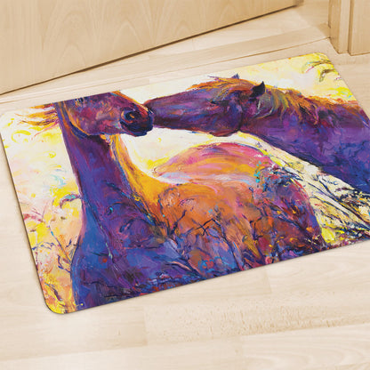 Couple Horses Portrait Print Polyester Doormat